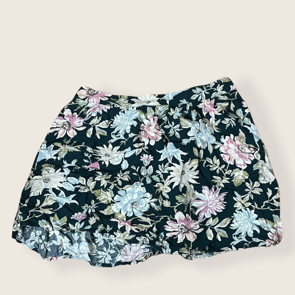 xhilaration green floral skirt